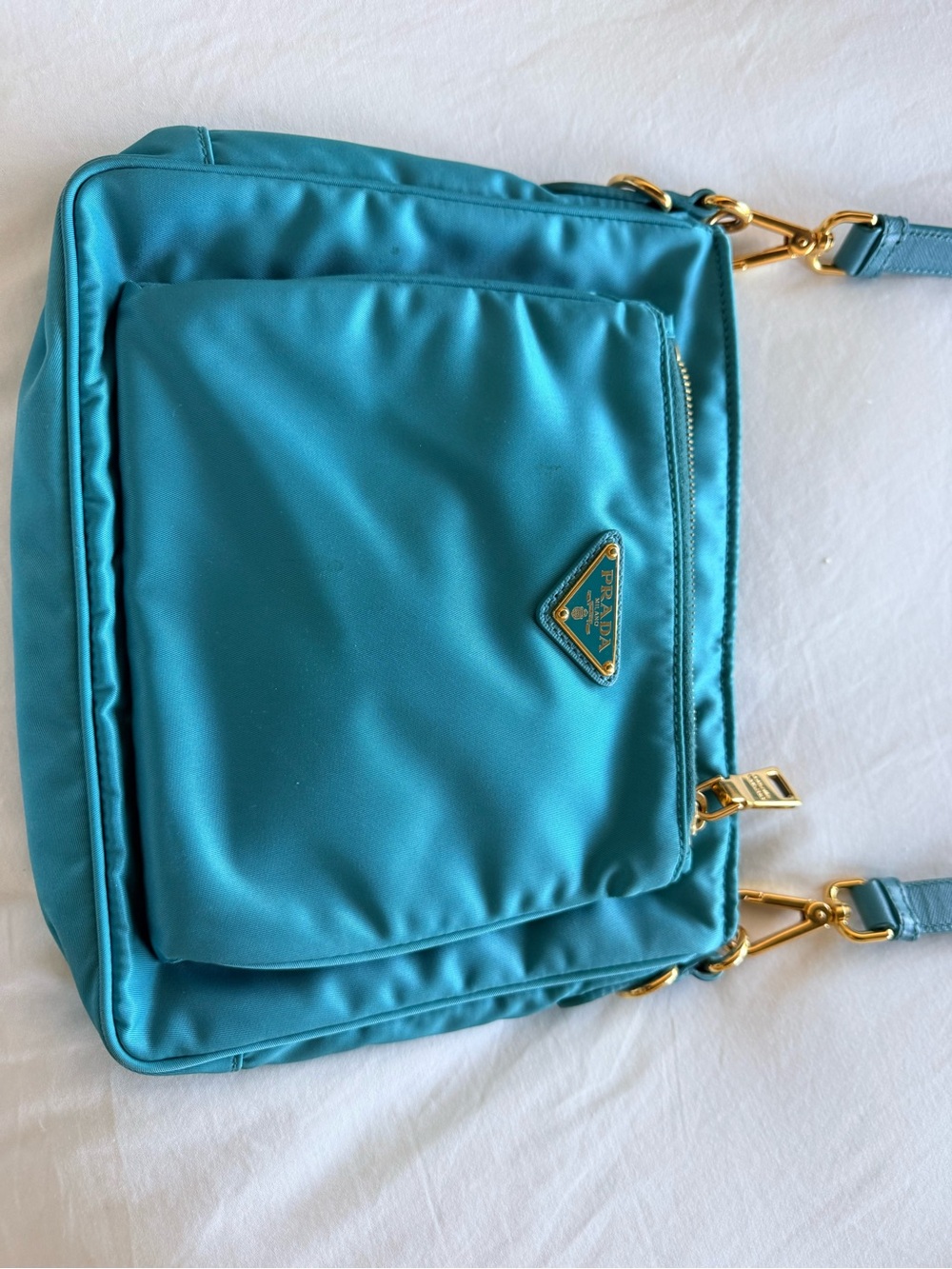 Prada Teal Nylon Crossbody Bag with Gold Hardware - Picture 4 of 6